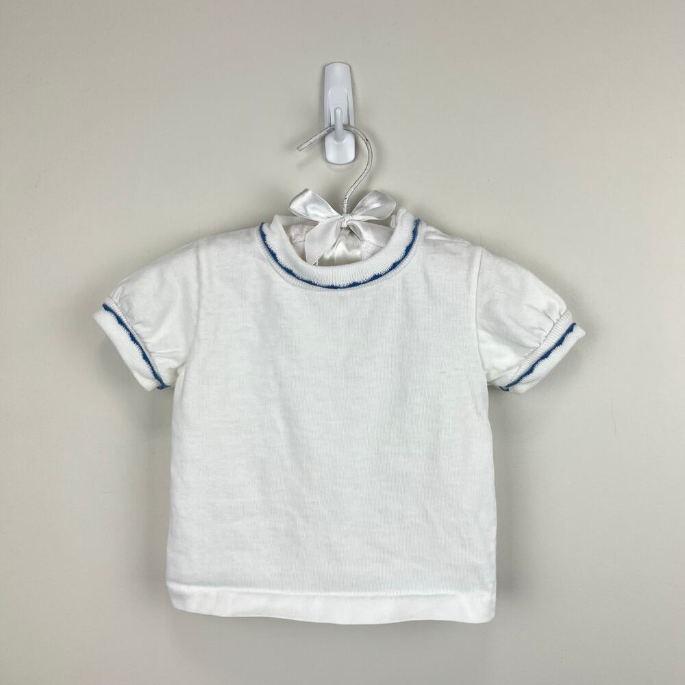 Vintage Saks Fifth Avenue Baby Boutique Short Sleeve White Shirt XL
